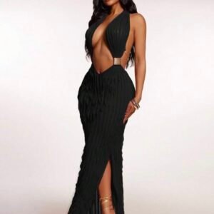 Women's Sexy Deep V-Neck Ruffle Dress (4.44)