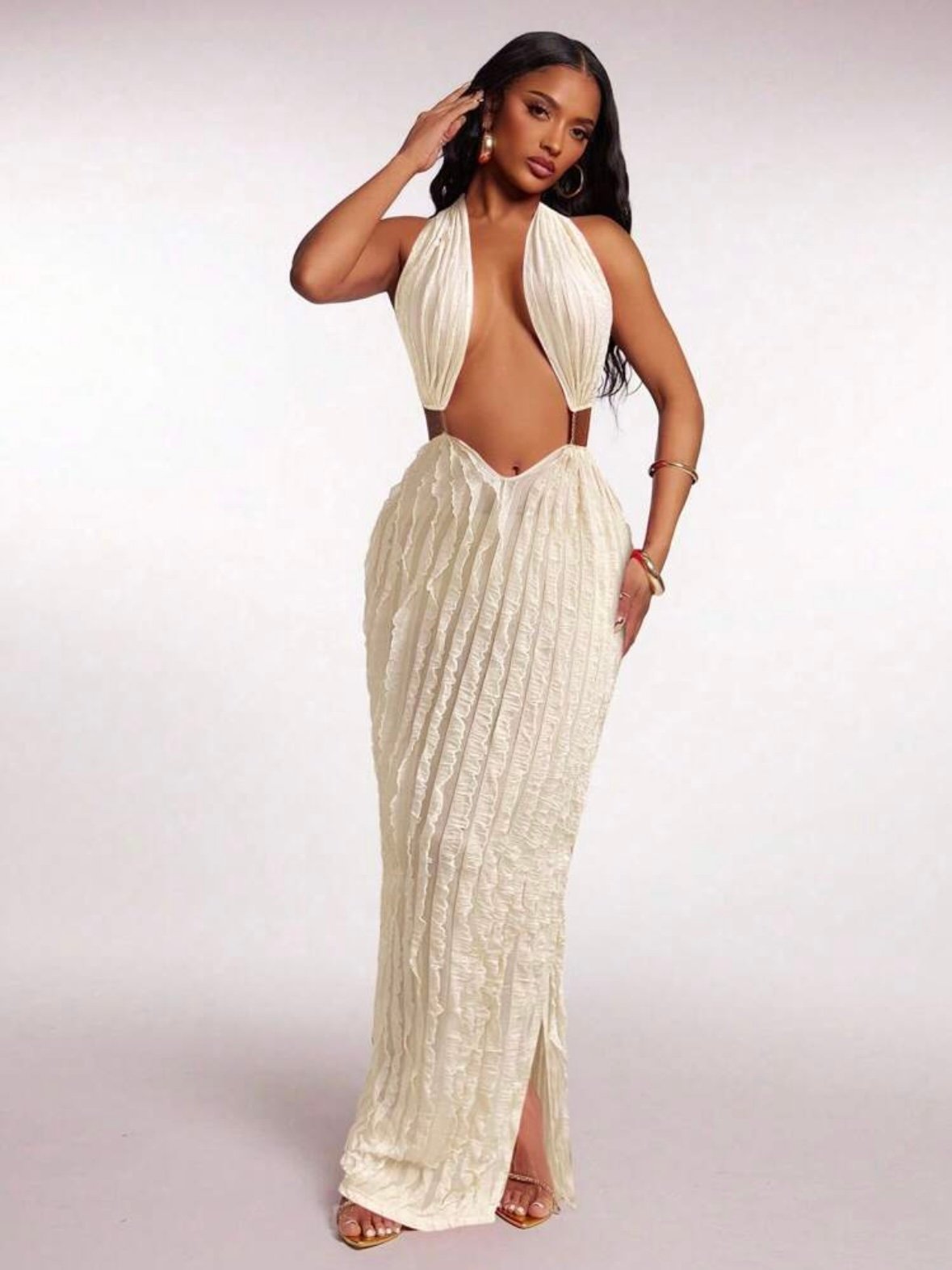 Women's Sexy Deep V-Neck Ruffle Dress (4.44) - Image 6