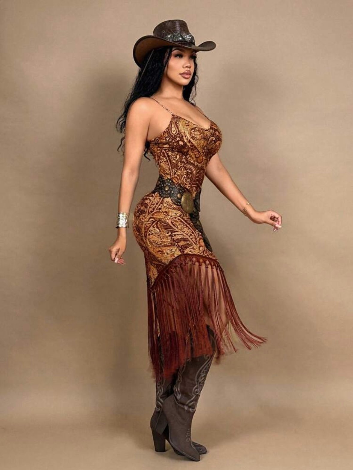 Western Fringe Hem Cowgirl Dress (4.82) - Image 3
