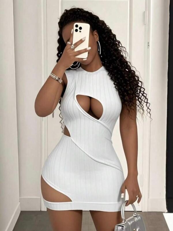 Round Neck Sexy Mini Dress Cutout Design (4.84) - Image 3
