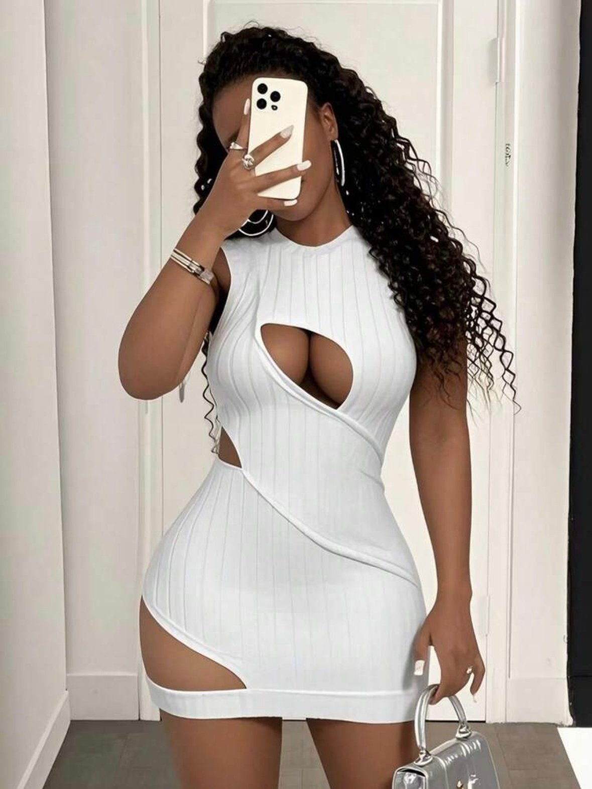 Round Neck Sexy Mini Dress Cutout Design (4.84) - Image 3