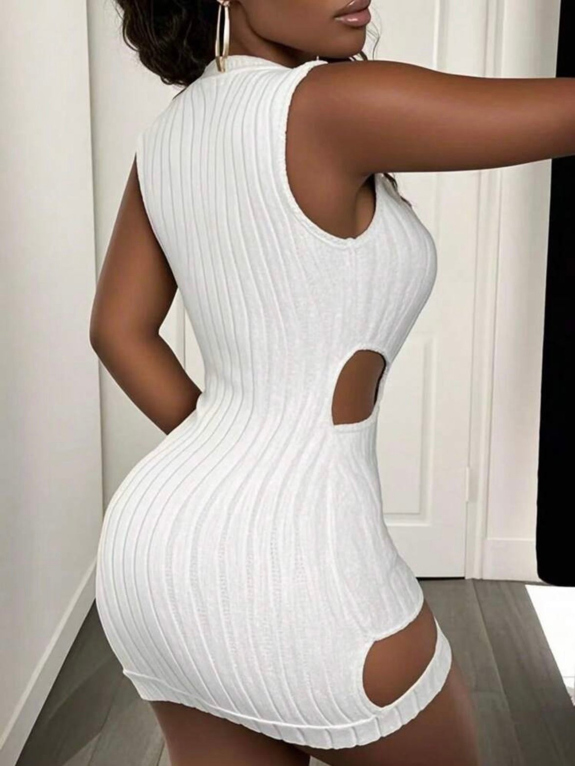 Round Neck Sexy Mini Dress Cutout Design (4.84) - Image 5