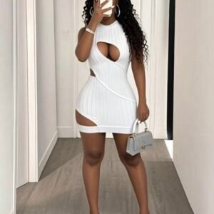 Screenshot Round Neck Sexy Mini Dress Cutout Design (4.84)