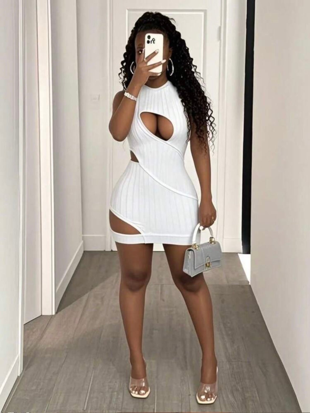 Round Neck Sexy Mini Dress Cutout Design (4.84)