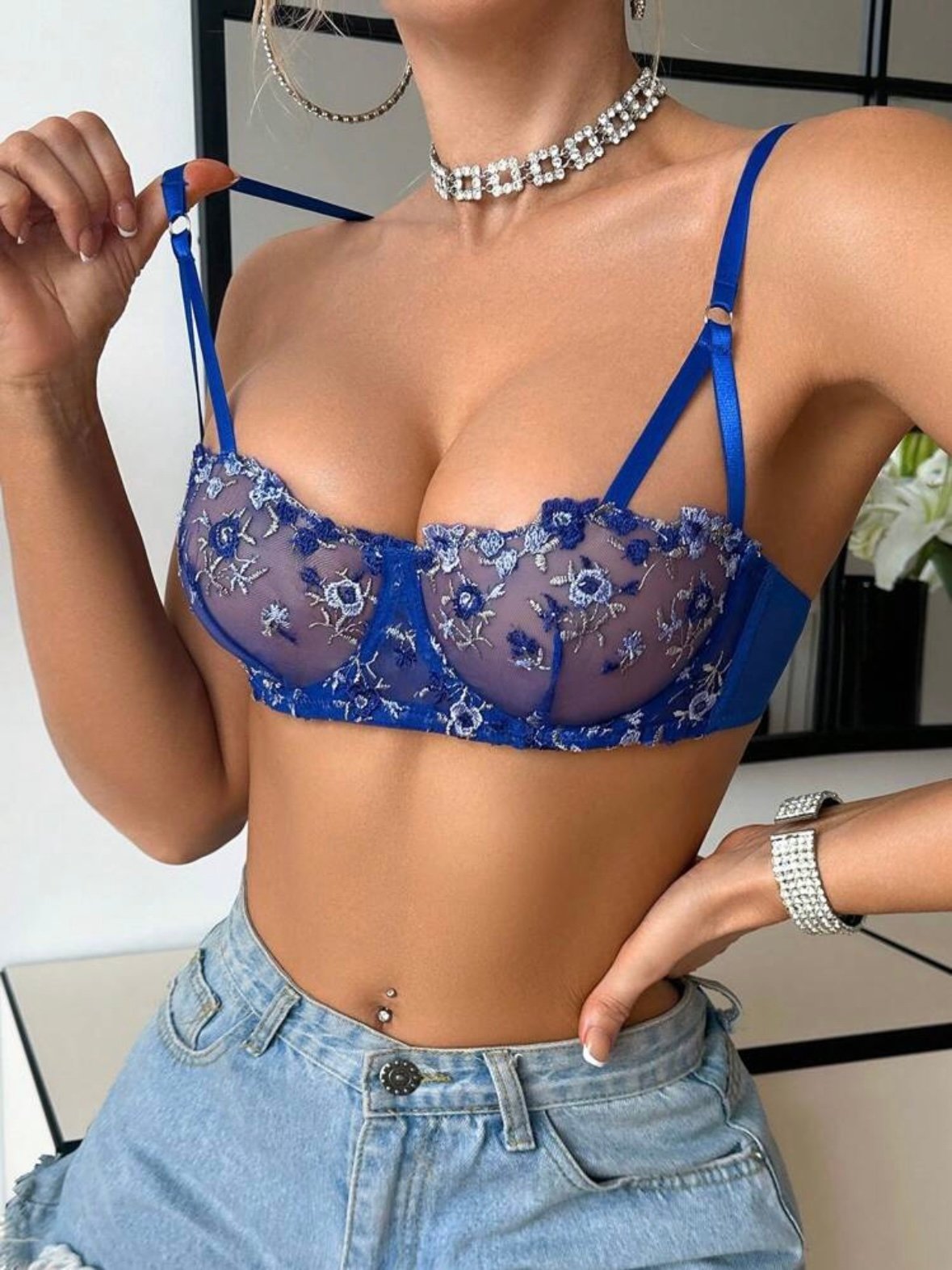 Floral Mesh Underwire Bra Lingerie (4.88) - Image 11