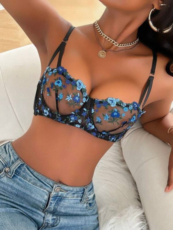 Floral Mesh Underwire Bra Lingerie (4.88) - Image 13