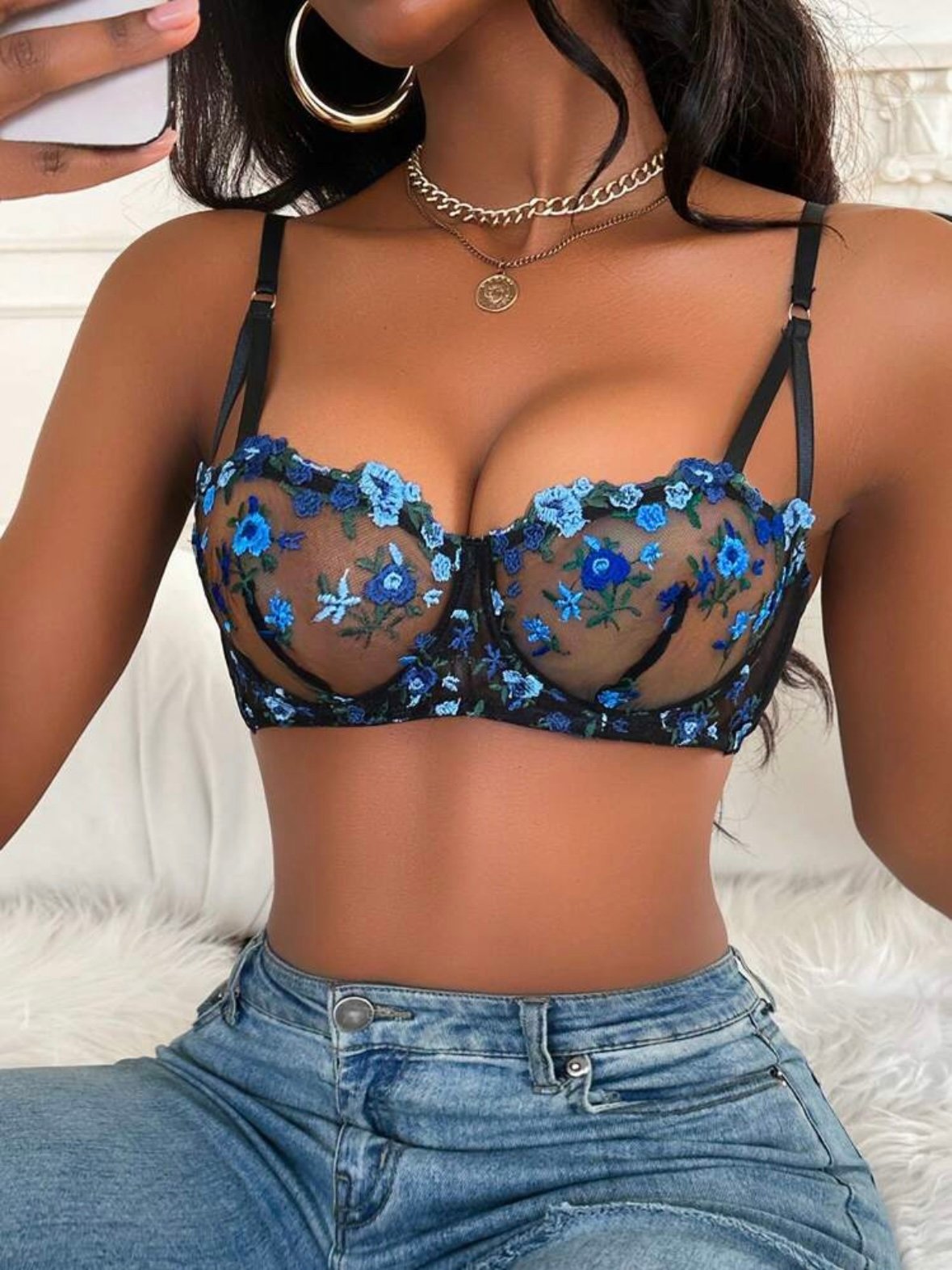 Floral Mesh Underwire Bra Lingerie (4.88) - Image 14
