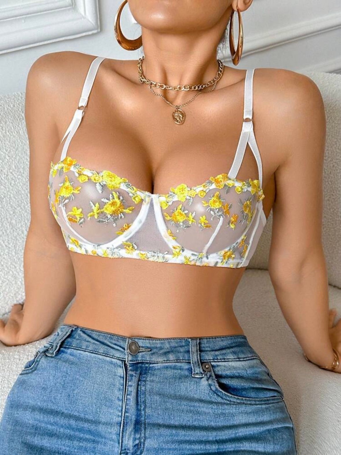 Floral Mesh Underwire Bra Lingerie (4.88) - Image 3