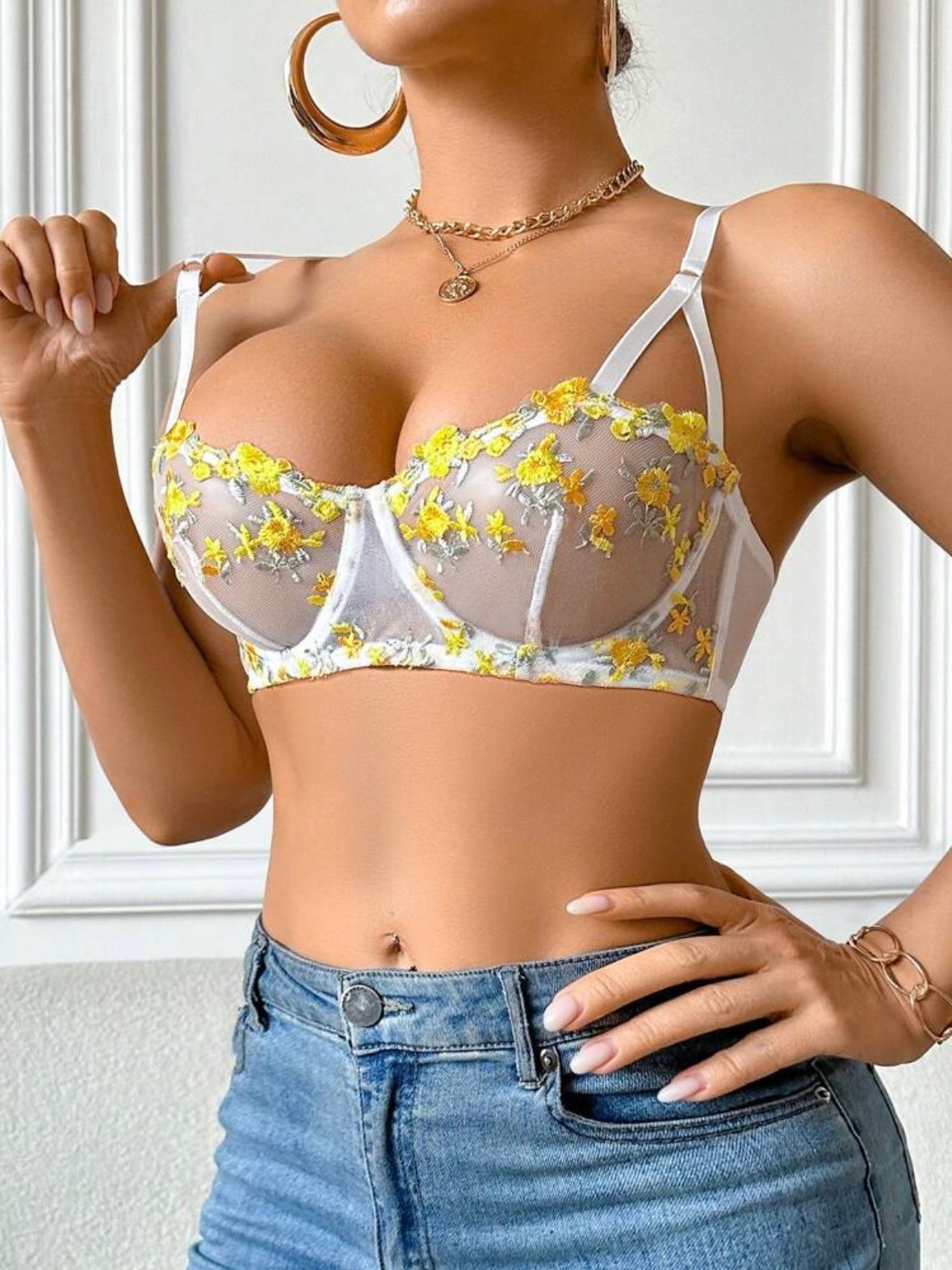 Floral Mesh Underwire Bra Lingerie (4.88) - Image 8