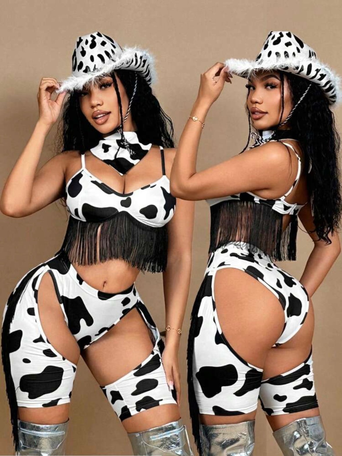 Tassel Hollow Out Sexy Cow Print (4.78) - Image 4