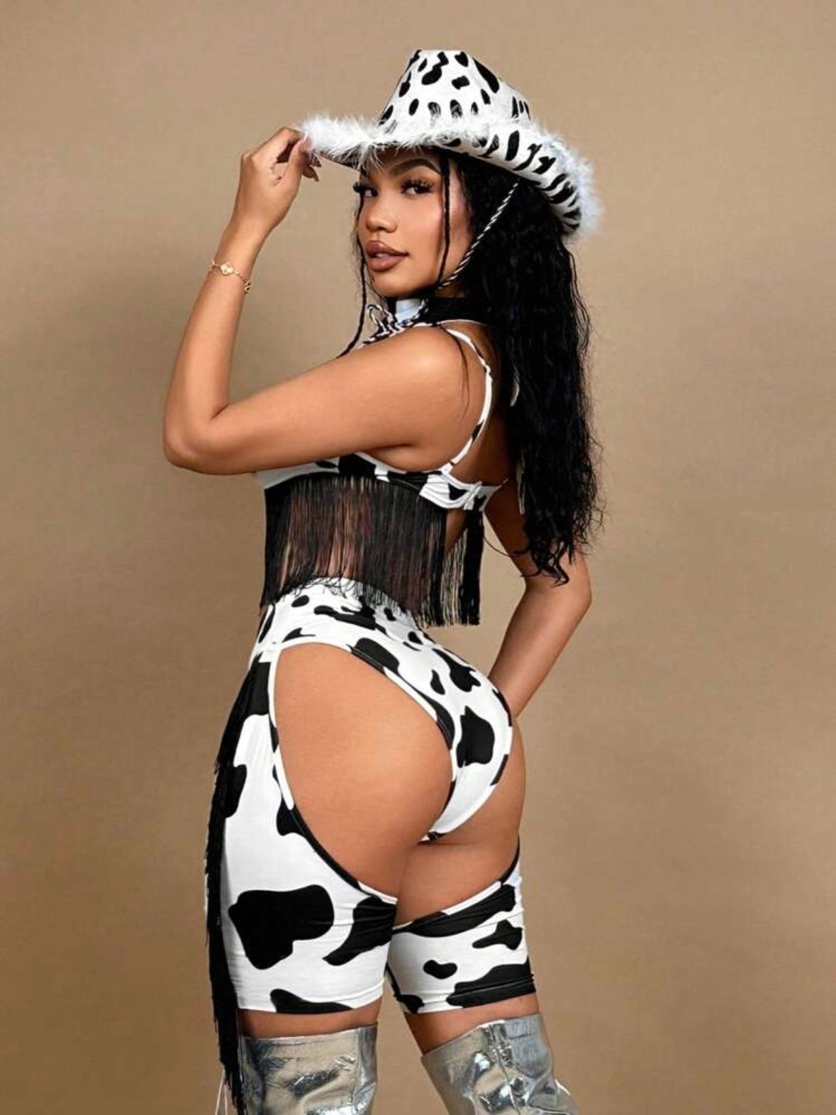 Tassel Hollow Out Sexy Cow Print (4.78) - Image 3