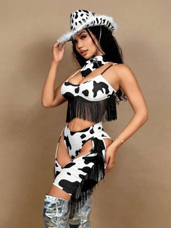 Tassel Hollow Out Sexy Cow Print (4.78)