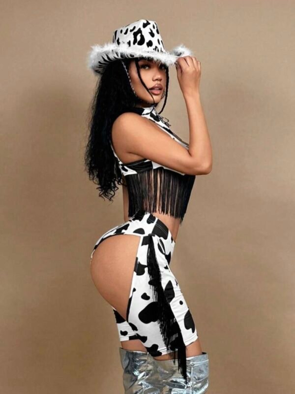 Tassel Hollow Out Sexy Cow Print (4.78) - Image 2