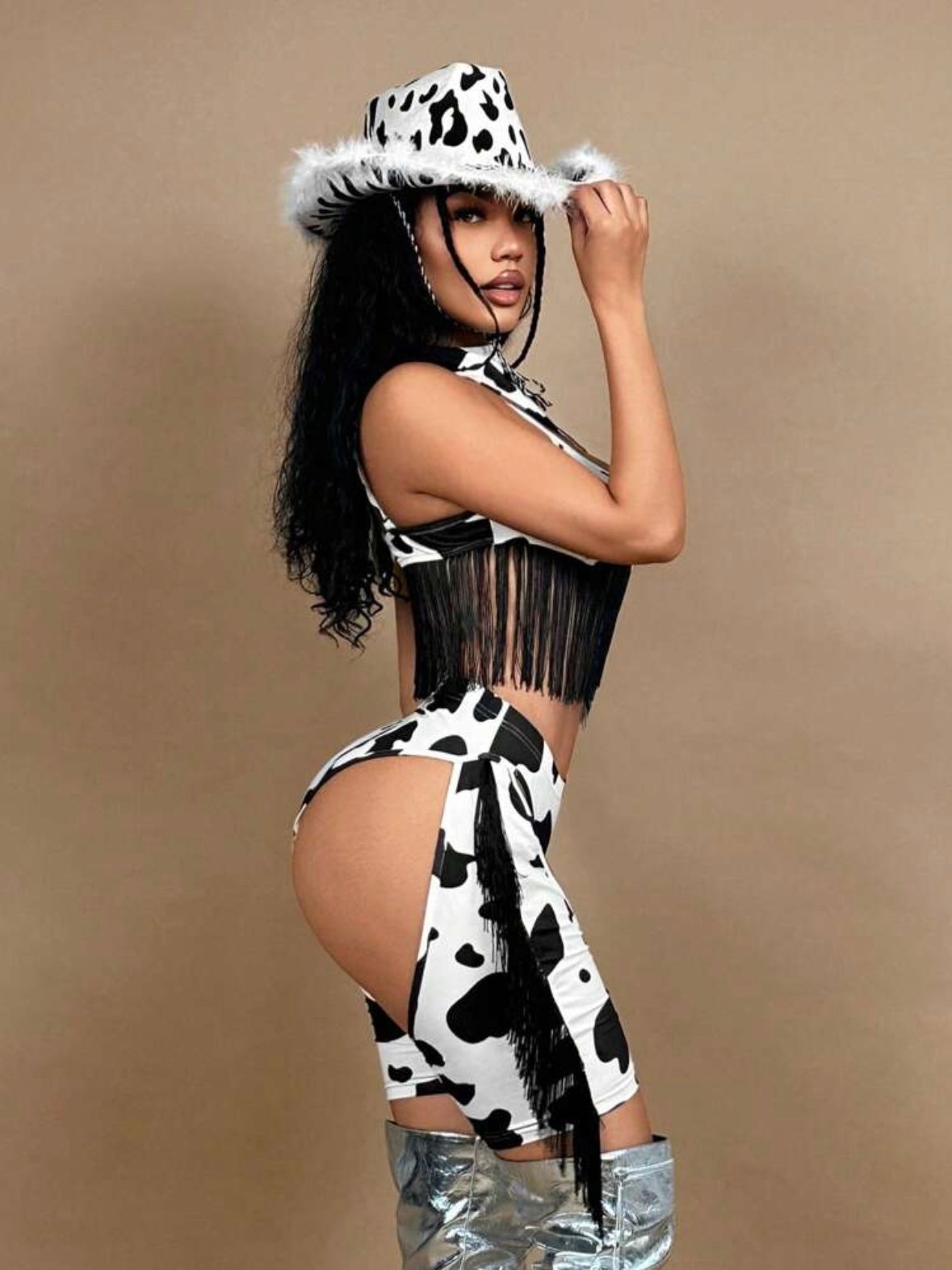 Tassel Hollow Out Sexy Cow Print (4.78) - Image 2