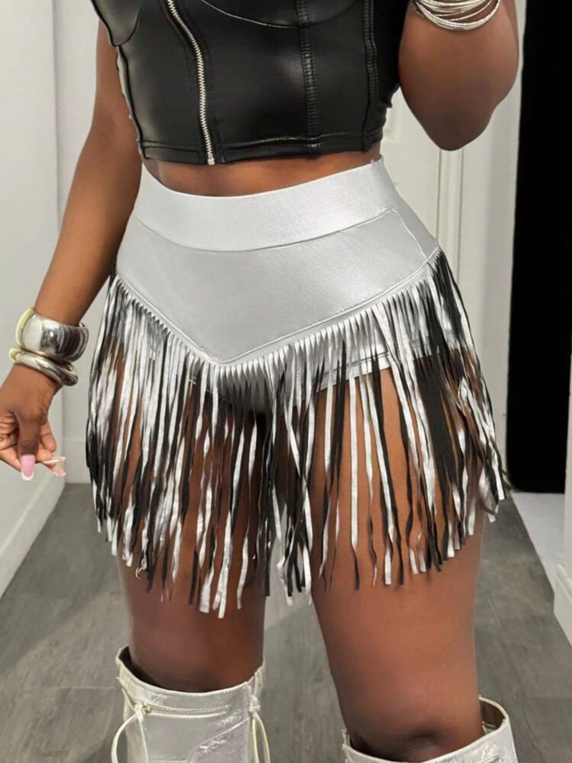 PU Leather Tassel Elastic Micro Mini Shorts (4.85) - Image 11
