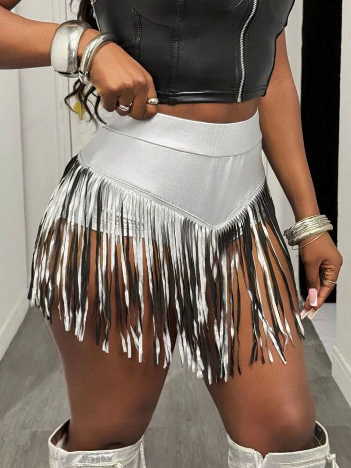 PU Leather Tassel Elastic Micro Mini Shorts (4.85) - Image 12