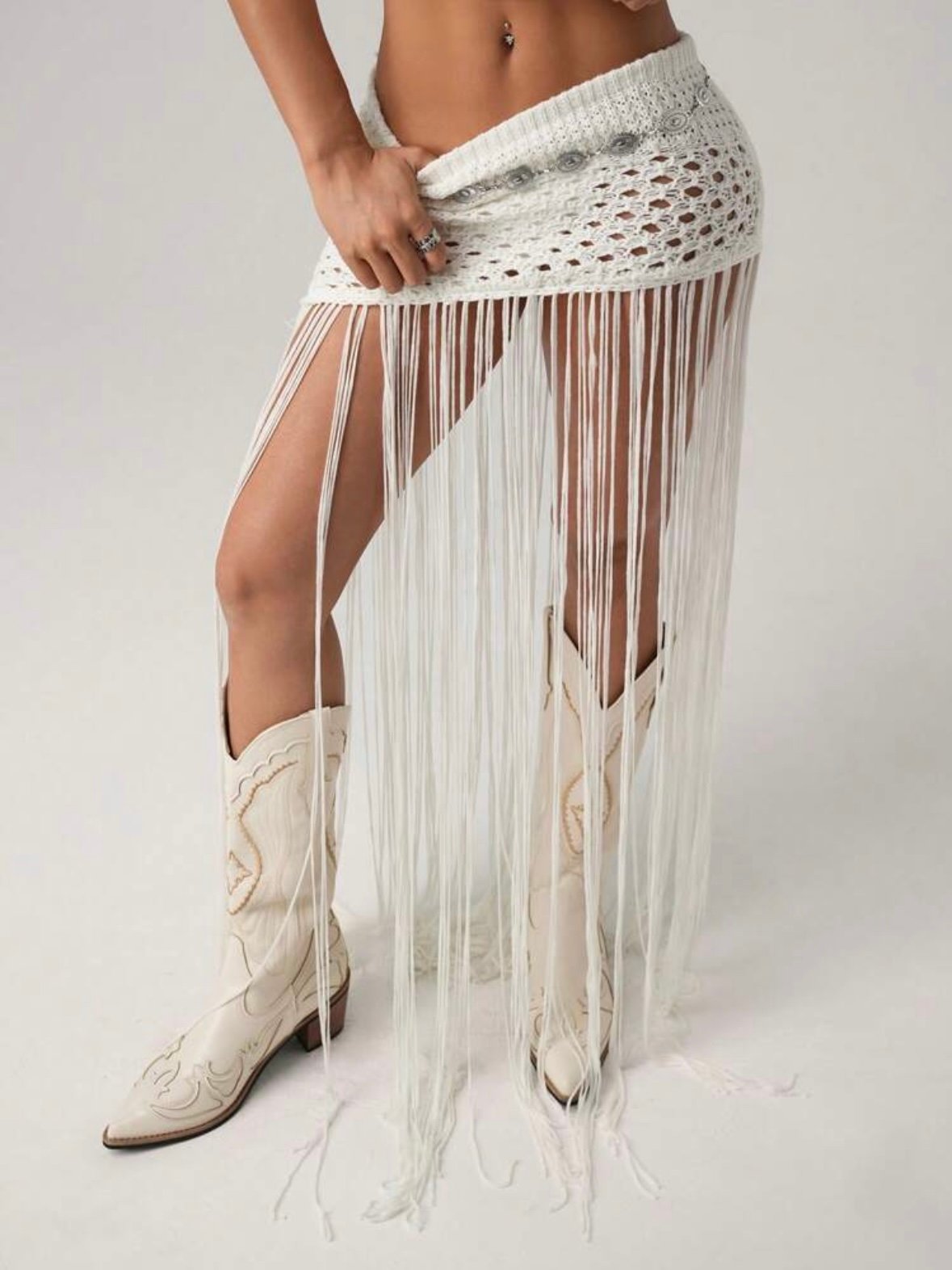 Boho Sheer Sexy Fringed Knitted Tassel Skirt (4.83) - Image 3