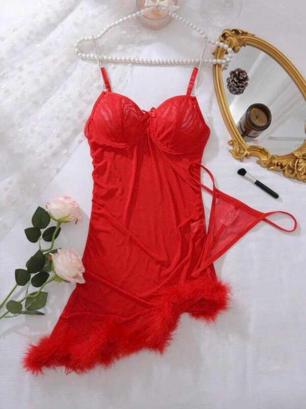 Rhinestone Feather Bodycon Sheer Dress (4.79) - Image 3