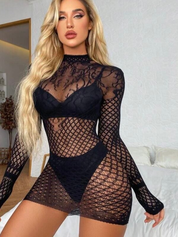 Sexy Fishnet Lingerie See Through Mini Dress (4.95) - Image 3