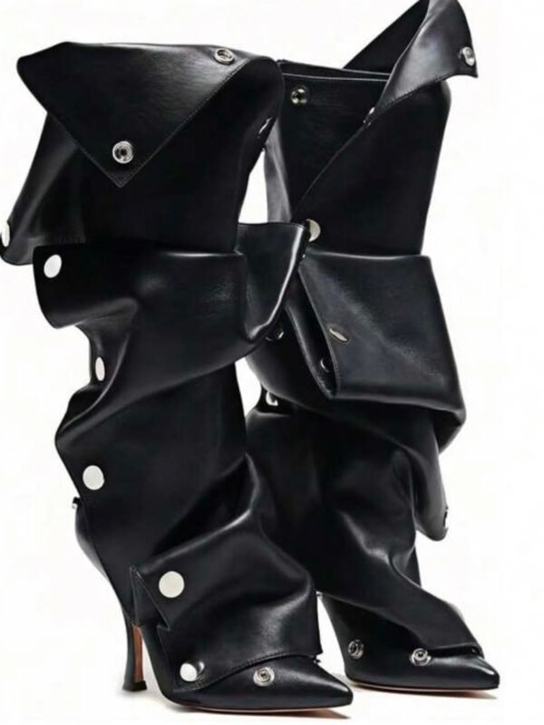 Women's Ruched Knee High Boots Pointed Toe Stiletto (4.77) - Image 13