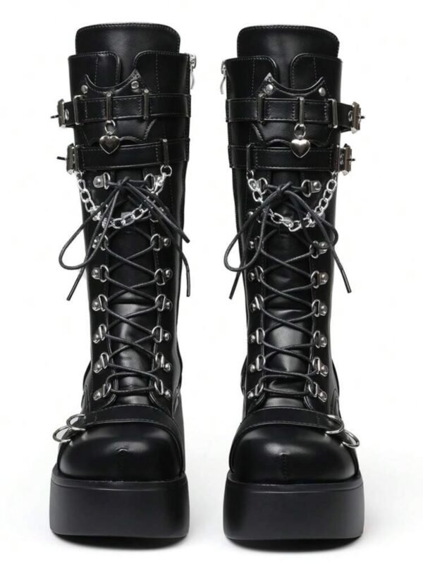 Gothic Platform Motorcycle Punk Boots Wedge Heel (4.90) - Image 11