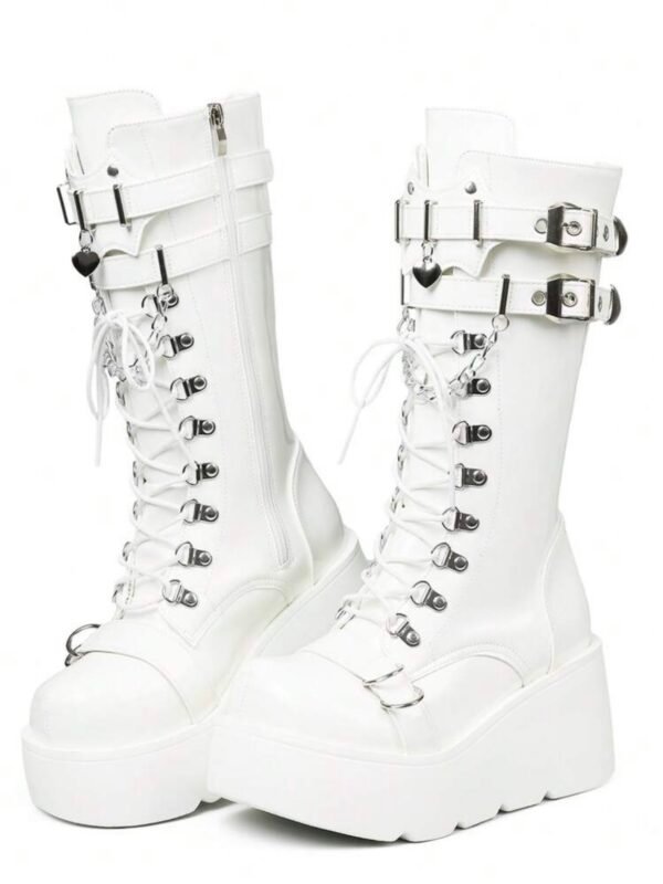 Gothic Platform Motorcycle Punk Boots Wedge Heel (4.90) - Image 5
