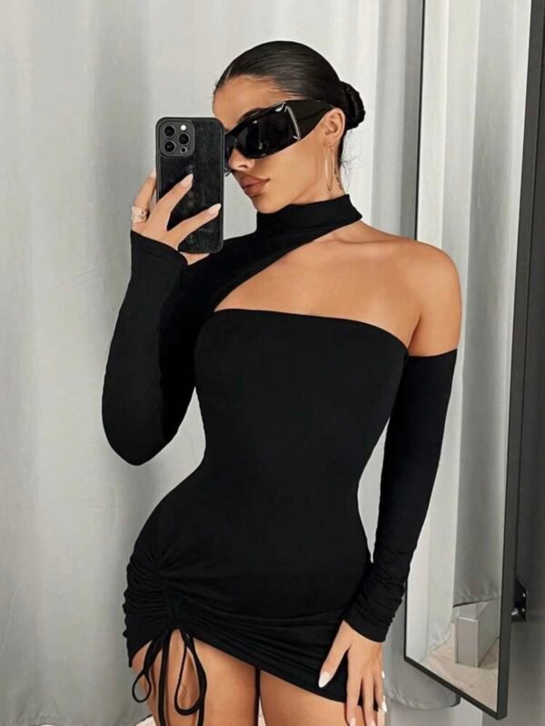 Leopard Print One Shoulder Long Sleeve Party Dress (4.89) - Image 9