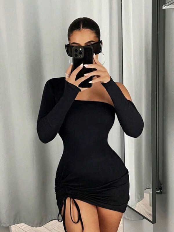 Leopard Print One Shoulder Long Sleeve Party Dress (4.89) - Image 7