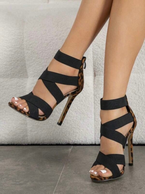 Matte Elastic Band Roman Sandal Thin High Heel (4.79) - Image 2