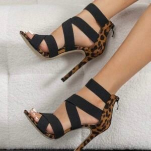 Matte Elastic Band Roman Sandal Thin High Heel (4.79)