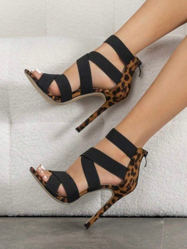 Matte Elastic Band Roman Sandal Thin High Heel (4.79)