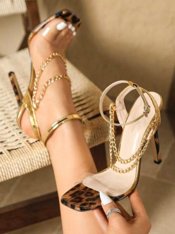 Chain Strap Square Toe High Heels Glamorous Party Shoe (4.79) - Image 19