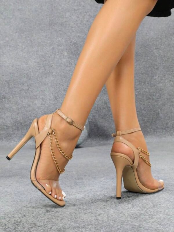 Chain Strap Square Toe High Heels Glamorous Party Shoe (4.79) - Image 9