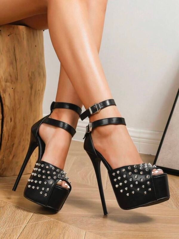 Peep Toe Platform Stiletto Stud Heels (4.84)