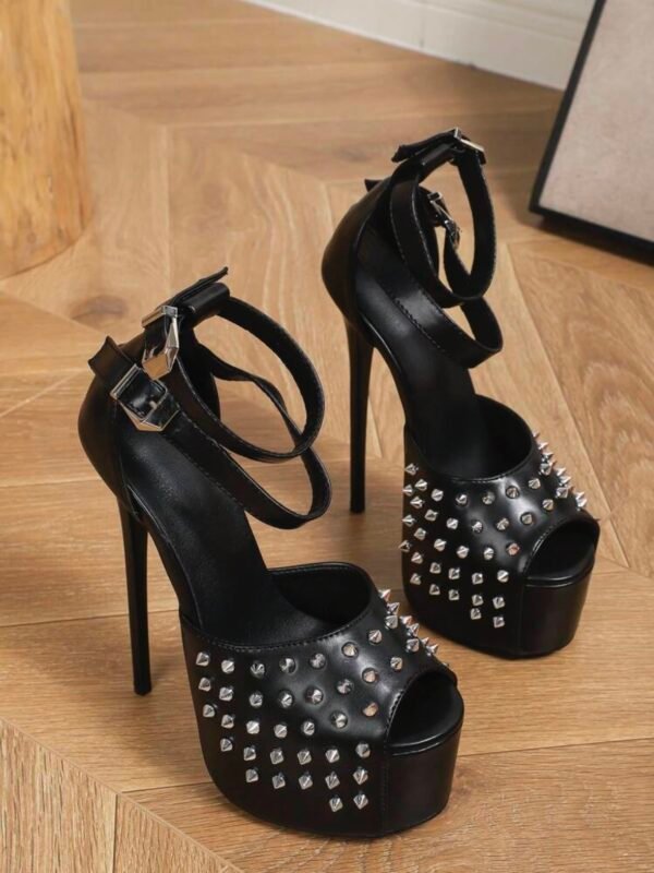 Peep Toe Platform Stiletto Stud Heels (4.84) - Image 4