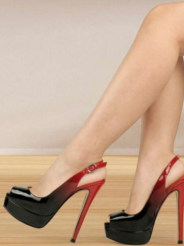 Women's Platform Sexy Peep Toe Slingback Pumps Stilettos Party Shoes (5.0) - Image 9