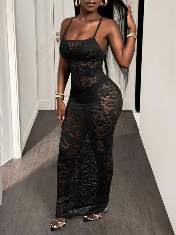 Floral Lace Long Transparent Sexy Maxi Dress (4.91) - Image 6