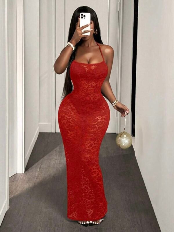 Floral Lace Long Transparent Sexy Maxi Dress (4.91) - Image 12