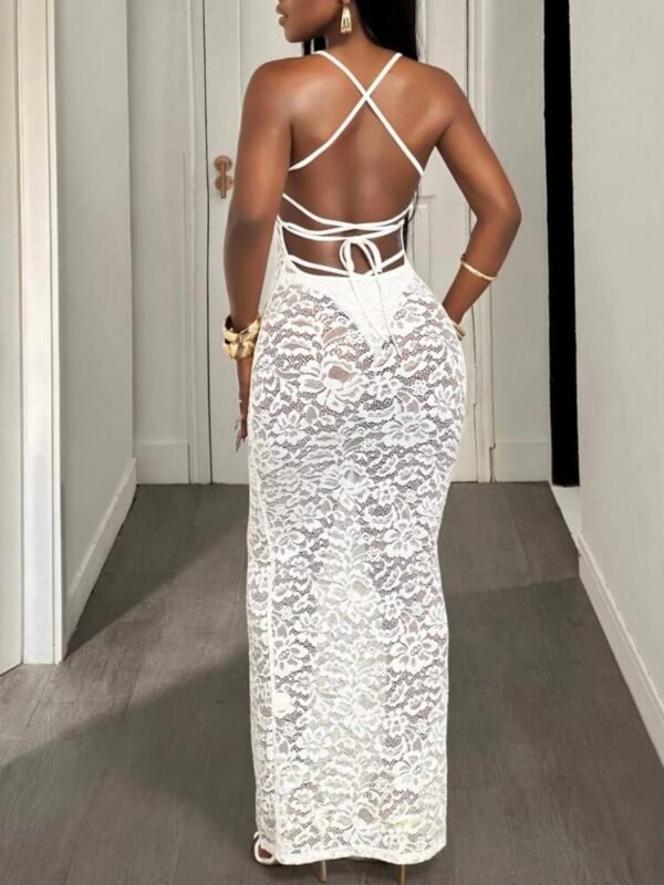 Floral Lace Long Transparent Sexy Maxi Dress (4.91) - Image 10