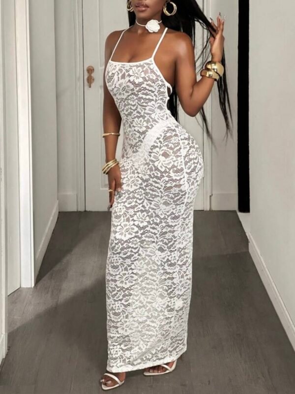 Floral Lace Long Transparent Sexy Maxi Dress (4.91) - Image 11