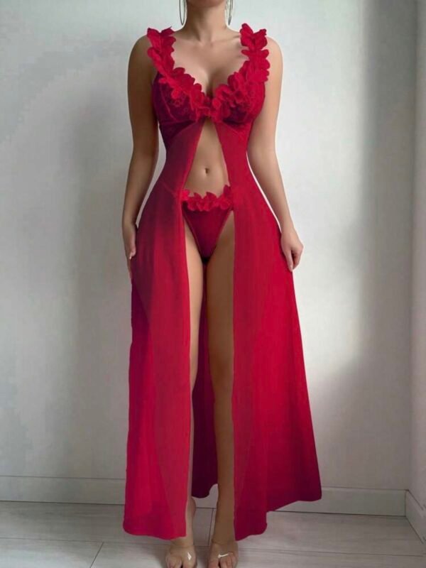 Lace Mesh Floral Maxi Dress With G String (4.87) - Image 5
