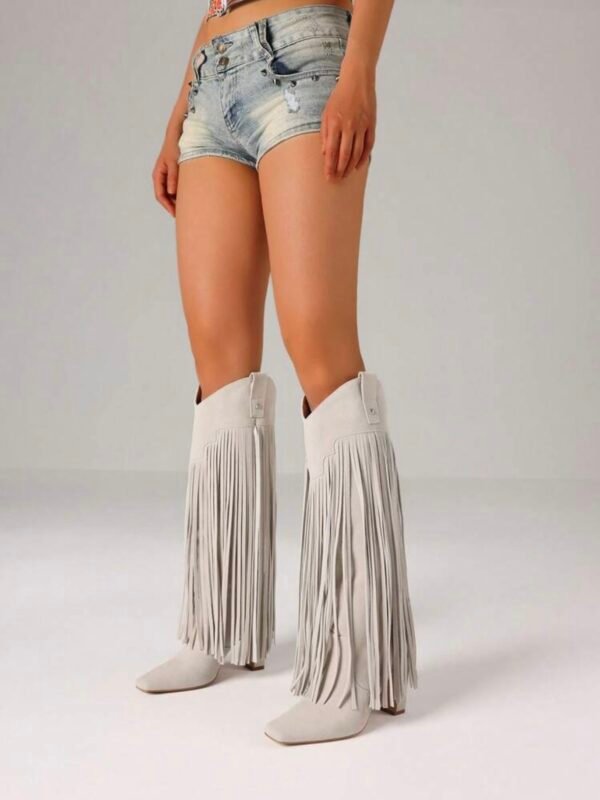 Fringe Knee High Cowgirl Boots With Heels (5.0) - Image 5