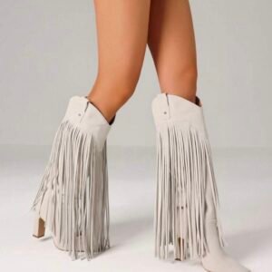 Fringe Knee High Cowgirl Boots With Heels (5.0)