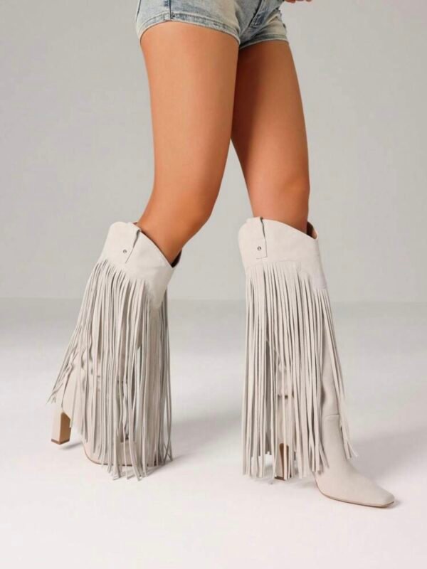 Fringe Knee High Cowgirl Boots With Heels (5.0)
