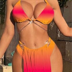 Sexy Summer Beach Ombre Bikini Set With Skirt (4.92)