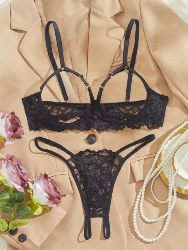 Sexy Lace Hollow-Out Temptation Lingerie Bra & Panty Set (4.92) - Image 5