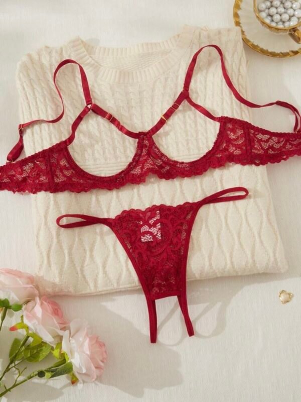 Sexy Lace Hollow-Out Temptation Lingerie Bra & Panty Set (4.92) - Image 12