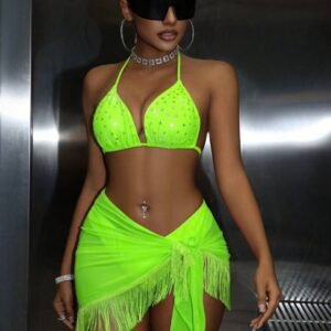 Women's Swimwear Bikini Set With Cover-Up Swim Skirt (4.95)