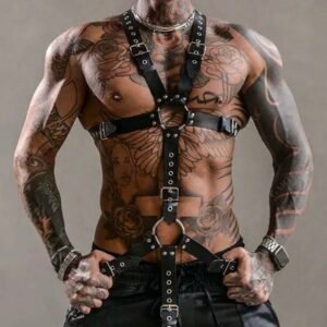 Men's Punk Hollow Out Back Strap Festival Halloween Accessory (5.0)