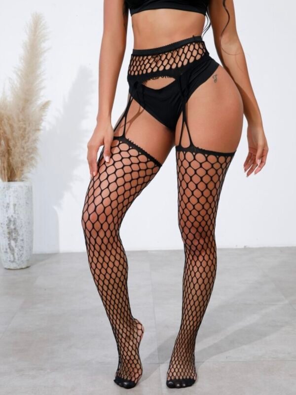 Hollow Out Mesh Fishnet Suspender Tights (4.93) - Image 5
